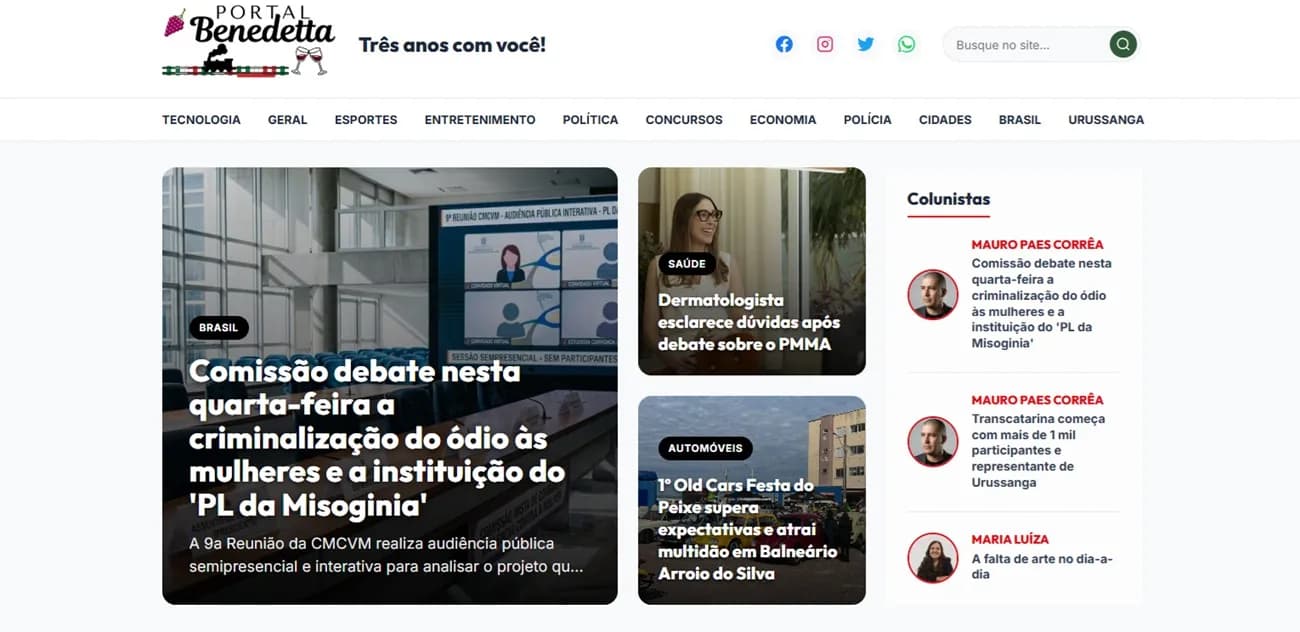 Portal Benedetta ganha novo site